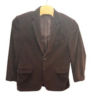Adolfo Mens Brown Corduroy Blazer Sport Coat 44R Two Button Paisley Lining